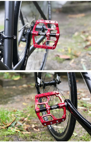 CXWXC Pedales de bicicleta de carretera/MTB, pedales de bicicleta de  aleación de aluminio, pedal de bicicleta de montaña con clavos  antideslizantes