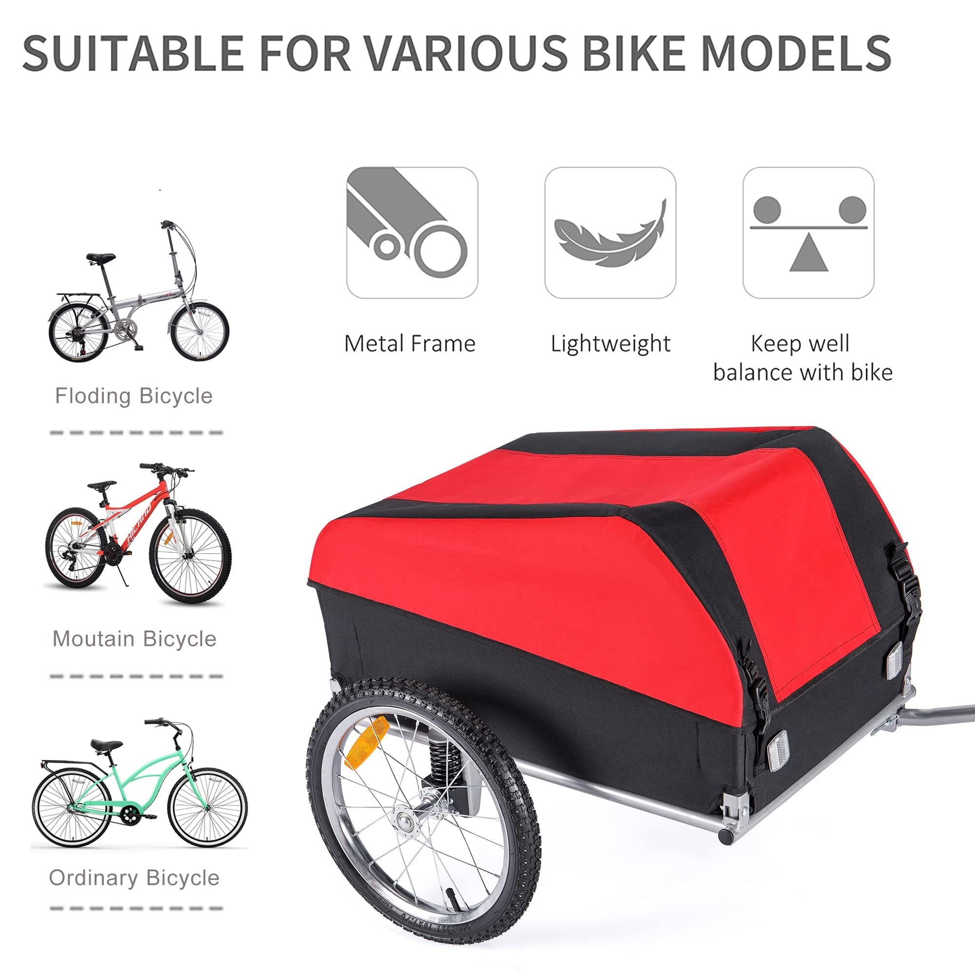 Bike Cargo Trailer, Foldable Frame 88 lbs Max Load, 16'' Quick-Release –  Ruida Cycling