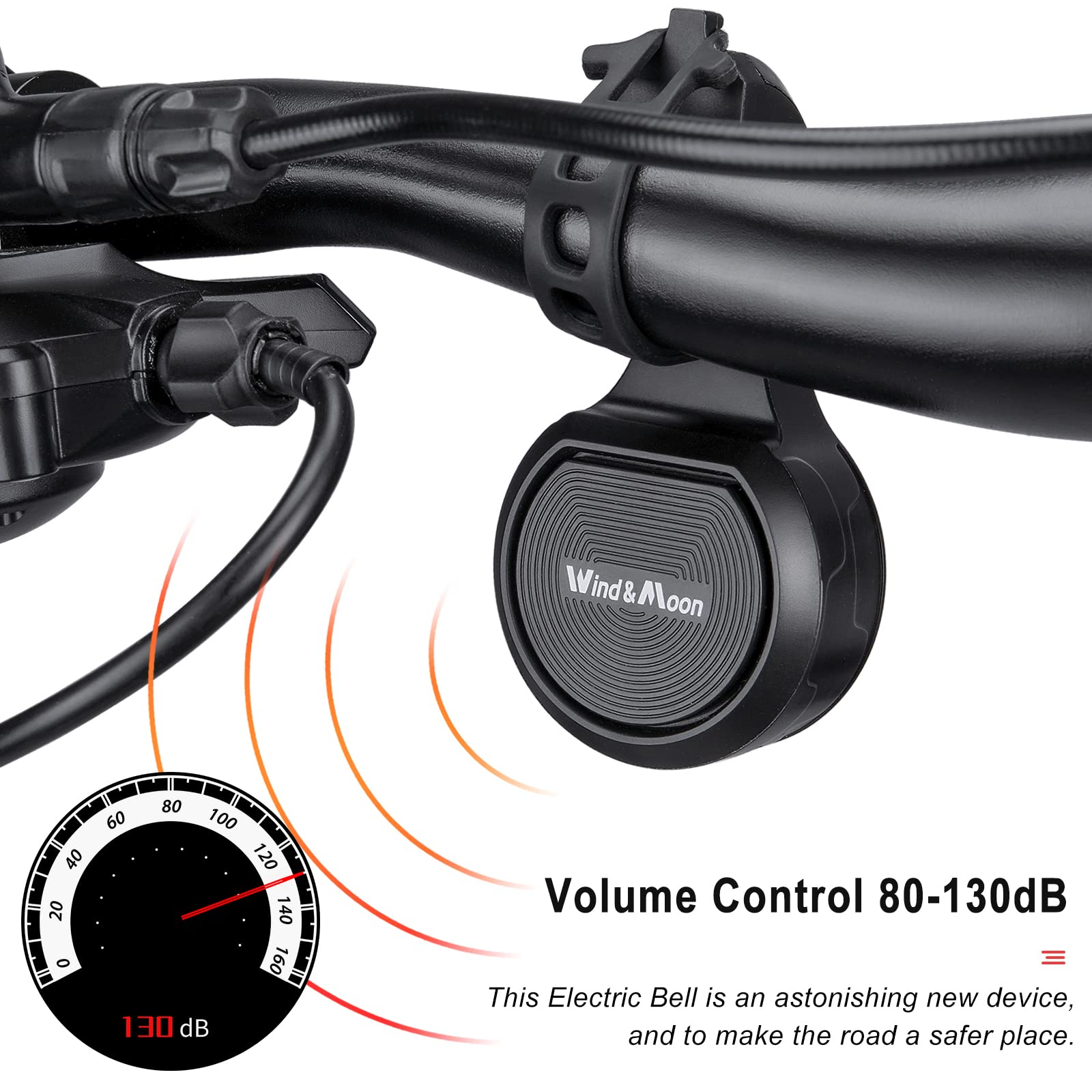 Electric Bike Bells 80-130dB - IPX6 Waterproof USB Rechargeable