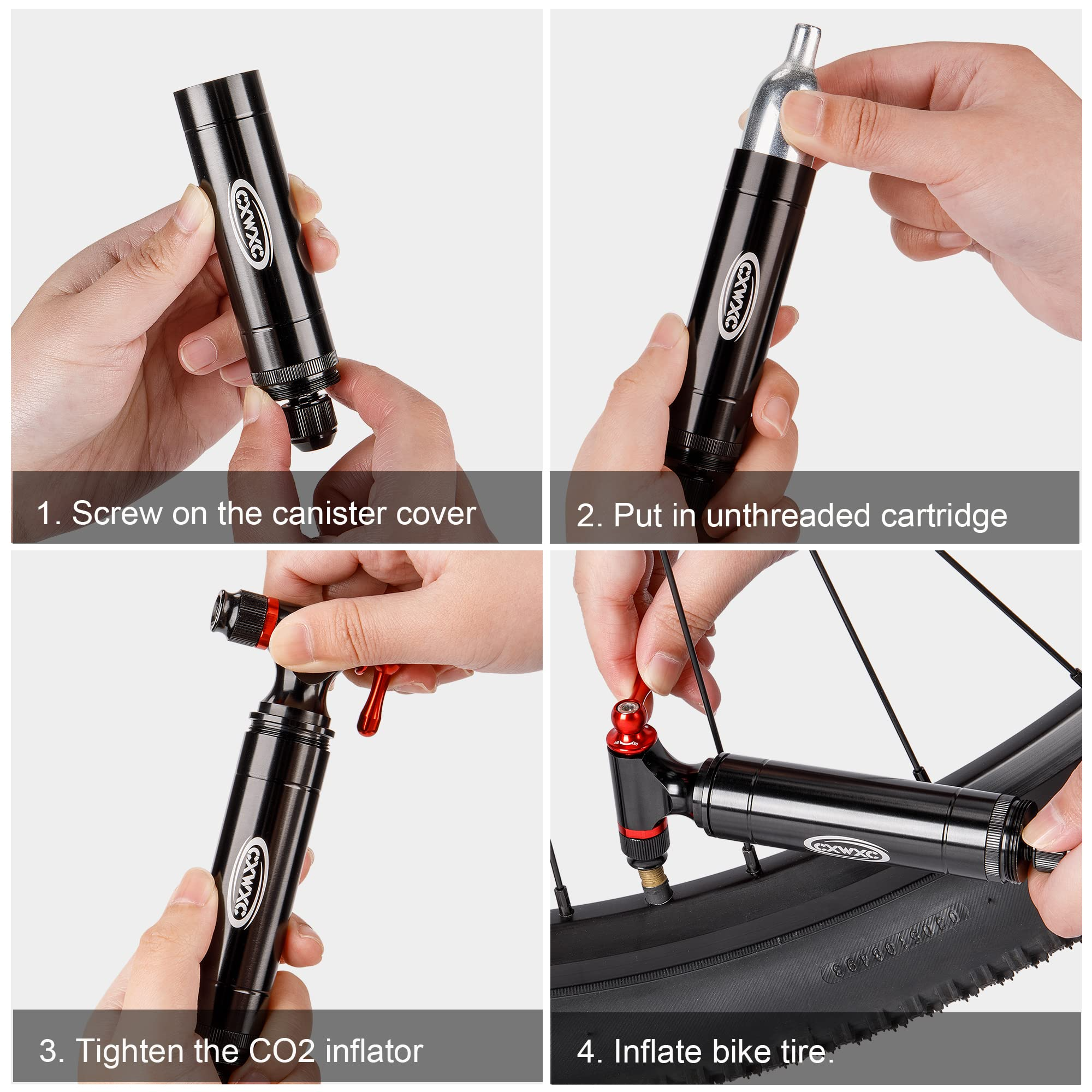 CO2 Bike Tire Inflator, Quick & Easy, Bicycle Tire Pump for Road and  Mountain with Insulated Sleeve, Fits Presta and Schrader Compatible, CO2  Bike Cartridges Not Included